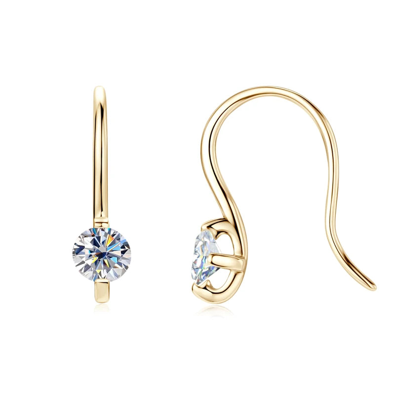 2024 4mm Round Moissanite Drop Hook Earrings 100% 925 Silver for Women Fine Jewelry Original with GRA Certificate Original