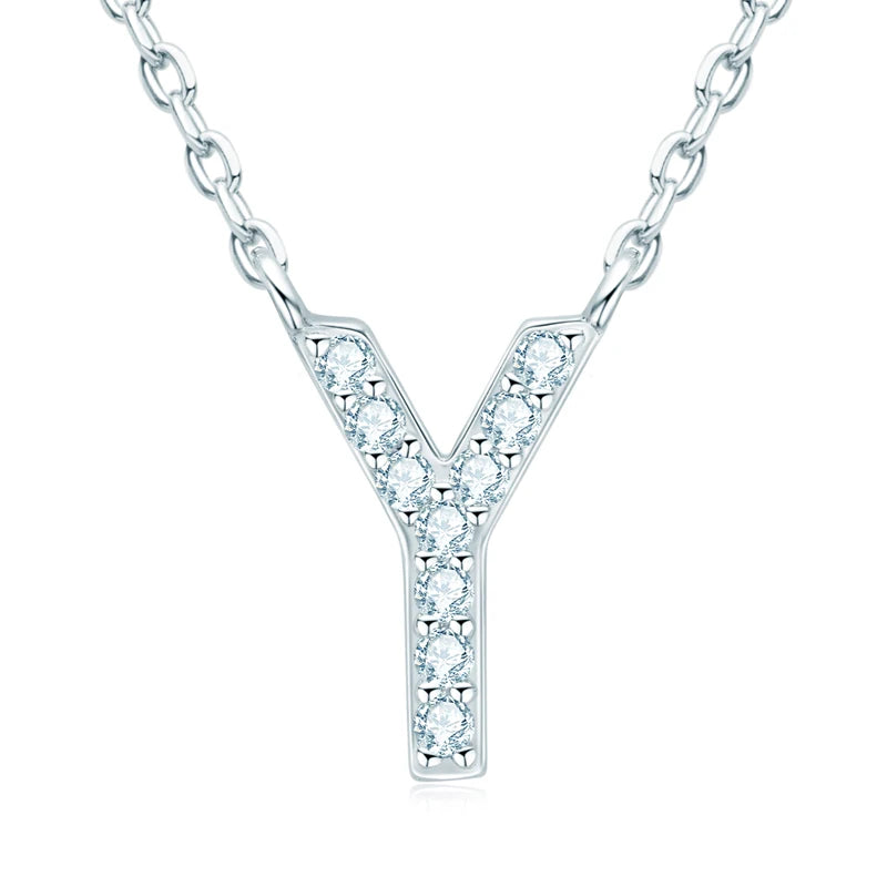 Initial Moissanite 26 Letter Pendant Necklace for Women Men Real Silver 925 Name Pendant Fine Jewelry Valentine's Day Gift