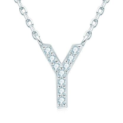 Initial Moissanite 26 Letter Pendant Necklace for Women Men Real Silver 925 Name Pendant Fine Jewelry Valentine's Day Gift