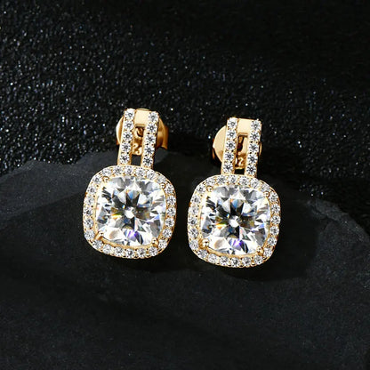 Cushion Cut 2CT D Moissanite Stud Earrings for Women 925 Sterling Silver Luxury Wedding Engagement Jewelry GRA Certified