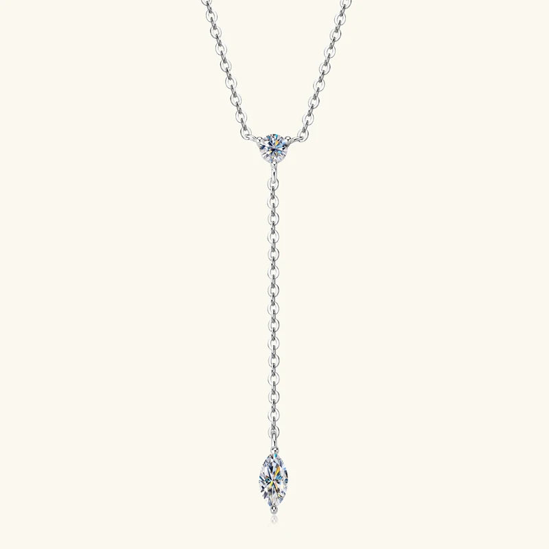 3mm D Color Moissanite Y Shape Long Pendant Necklace for Women Adjustable Chain 100% 925 Silver Jewelry Trendy 2025 Gifts