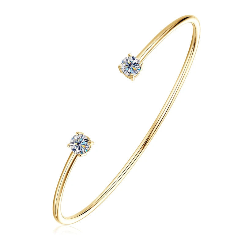 5mm 0.5CT D VVS1 Moissanite Bangle Cuff Real 925 Sterling Silver Bracelet for Women Hand Opening Cuffs Fine Jewelry Gifts