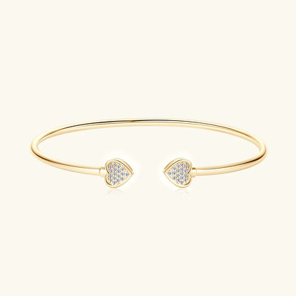 Love Heart Moissanite Cuff Bangle 925 Silver for Women Certified Simple Charm Open Bracelet Jewelry 18k Gold Plated Gifts