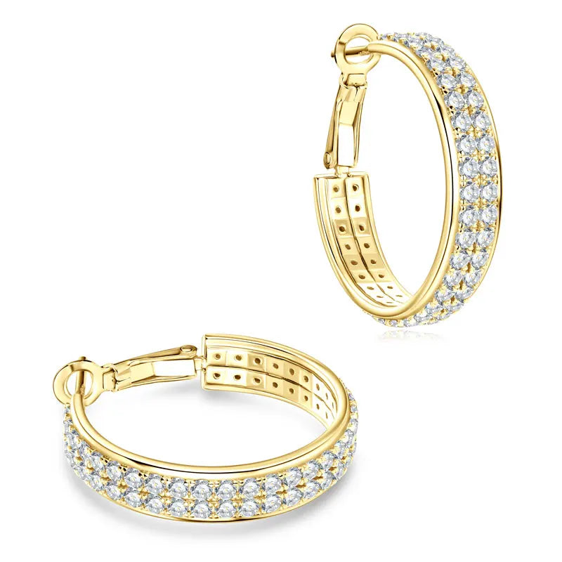 2025 Trendy Pave Full Moissanite Hoop Earrings Real 925 Silver Earrings for Women Wedding Party Birthday Valentine Gift