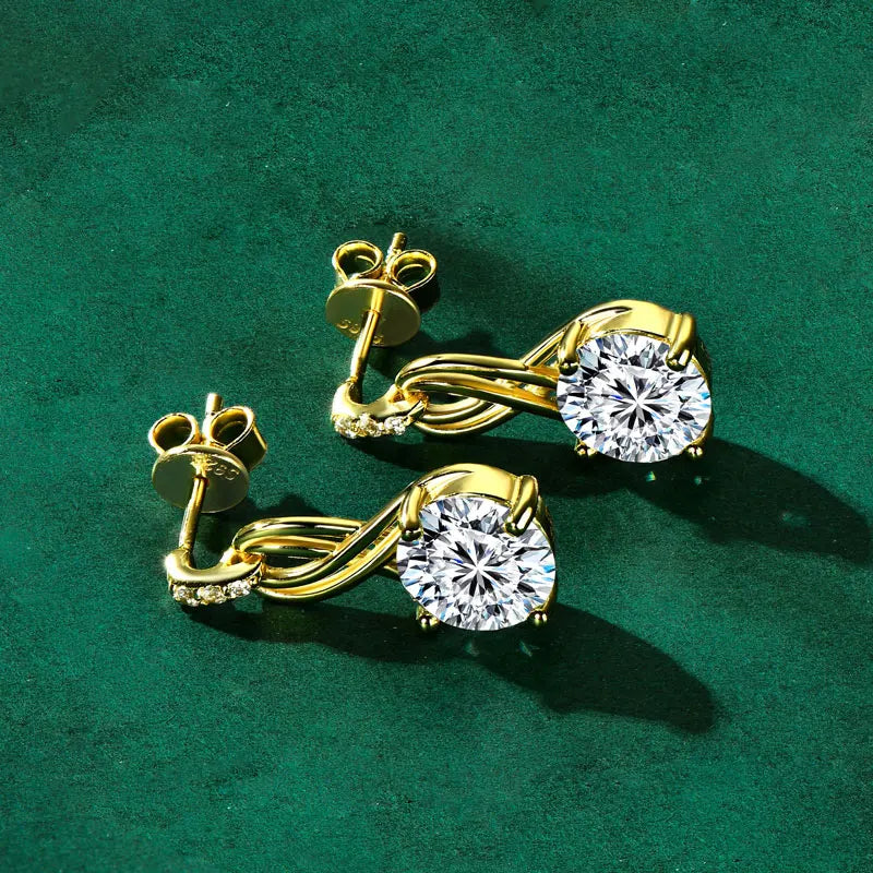Real 925 Silver 4CTTW D VVS1 Moissanite Drop Earrings for Women Infinite Studs Earring GRA Certified Wedding Jewelry Gifts
