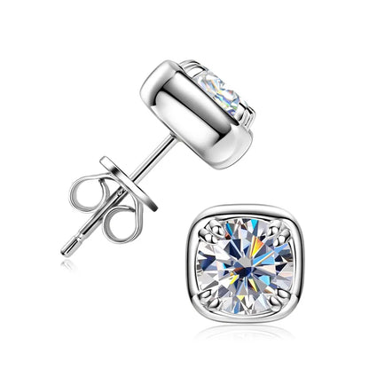 100% 925 Sterling Silver Gold Stud Earrings 6.5mm D Color Moissanite 4 Claw Earrings Classic Jewelry for Women Girl Gift