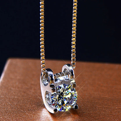 Sparking D0.5CT D Color Moissanite Diamond Pendant Necklace Original Solid Silver 925 Jewelry Women Friend Gift Certified