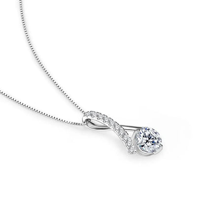 2025 Luxury 1CT 2CT 3CT Round Moissanite Infinity Pendant Necklace for Women Adjustable Chain S925 Silver Valentine's Gift