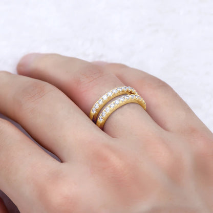 Luxury Full Moissanite Bands Double Row Wedding Rings Real 925 Sterling Silver Ring Enhancer For Women Jewelry Certificate