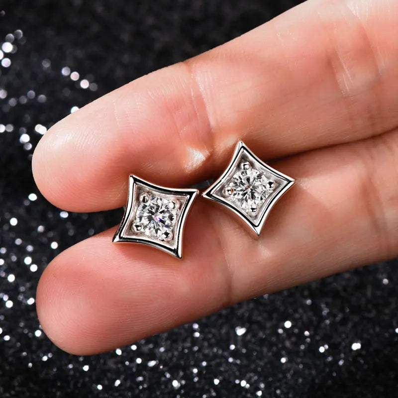 Mini Needles Stud Earrings 925 Sterling Silver for Women with D Color Moissanite Lovely Piercing Jewelry with Certificate