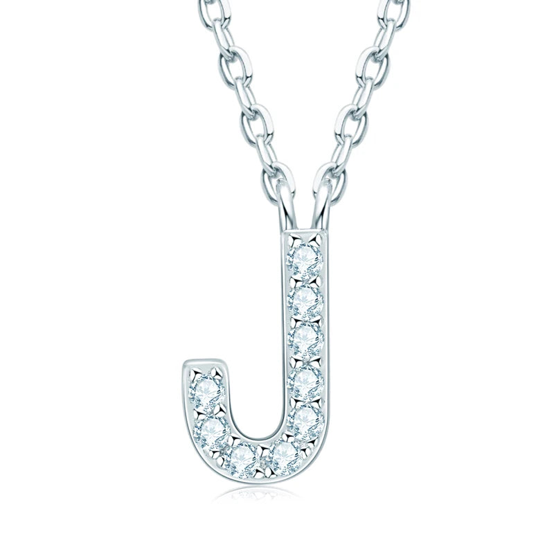Initial Moissanite 26 Letter Pendant Necklace for Women Men Real Silver 925 Name Pendant Fine Jewelry Valentine's Day Gift