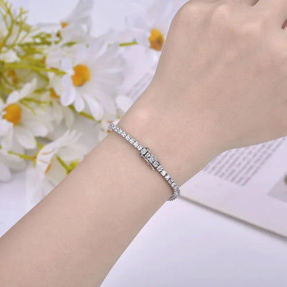 3mm 5mm D VVS1 Moissanite Tennis Bracelet Plated 18k White Gold s925 Sterling Silver Bracelets for Couples Women Man & GRA