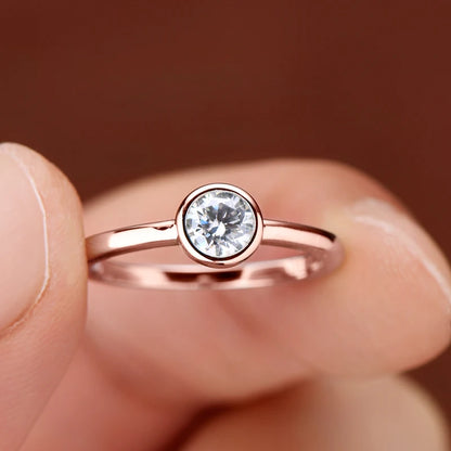 Classic 0.5ct Moissainte Wedding Rings Gold Color Bands for Women 5mm Lab Diamond Solitaire Ring Engagement Jewelry Gifts