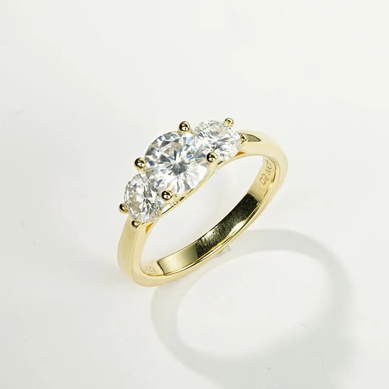 2.0CTTW 6.5mm D Color Moissanite Engagement Wedding Ring 925 Sliver GRA Certified Three Stone Band for Women Promise Fine Jewel