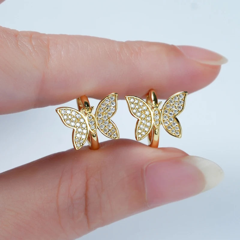 2024 Cute Butterfly Hoop Earrings for Women 925 Sterling Silver Delicate Moissanite Earrings Small Hoops Fine Jewelry Gift