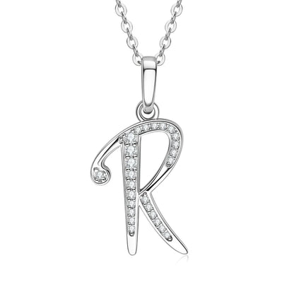 Name Necklace 26 Letter Initial Moissanite Pendant Real Silver 925 for Couples Women Men Valentine's Day Gift Fine Jewelry