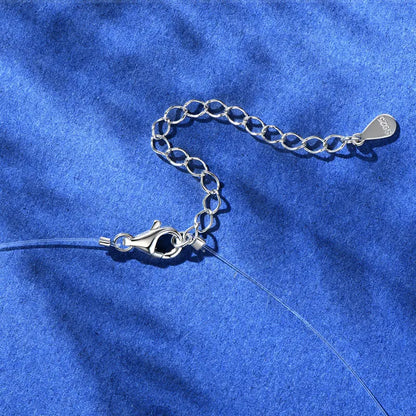 2ct 1ct 0.5ct D Moissanite Pendant Necklaces for Women 925 Silver Adjustable Invisible Fish Line Chain Choker Gift 6.5-8mm