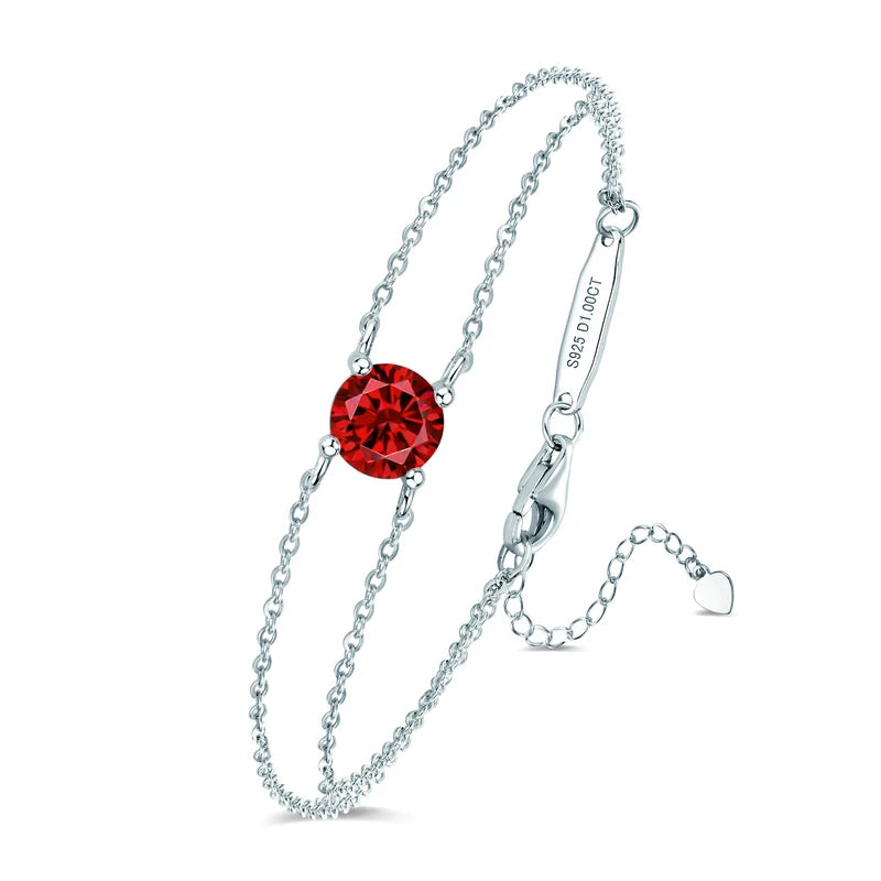 Colorful 12 Birthstone Bracelet for Women Real 925 Silver Chain 6.5mm Lab Diamond Moissanite Zircon Birthday Charm Jewelry Gift