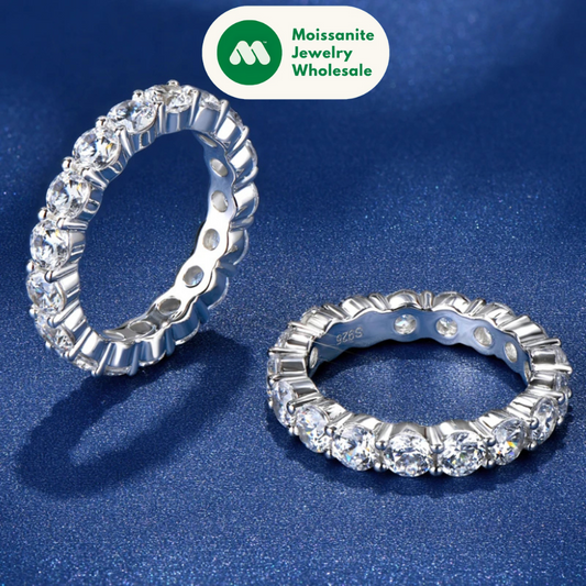 925 Sterling Silver 4mm Round Cut Full Eternity ring Wedding Band Anniversary Ring for Women