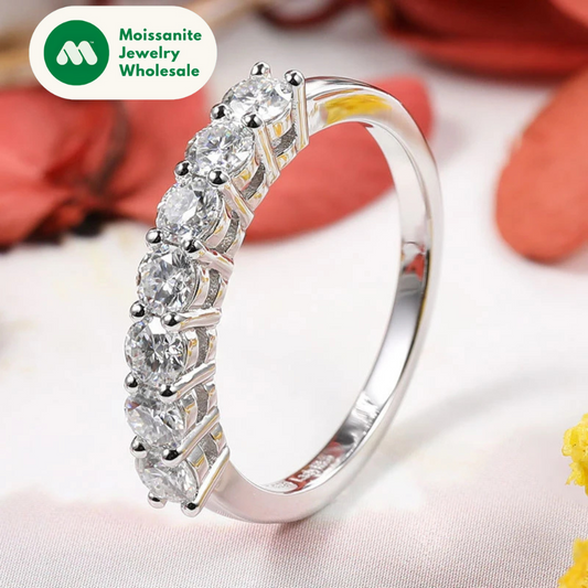 3mm 7 Stones D Color Moissanite Eternity Bands Simply Stackable Silver 925 Real Sparkling Wedding Engagement Fine  Jewelry Gifts