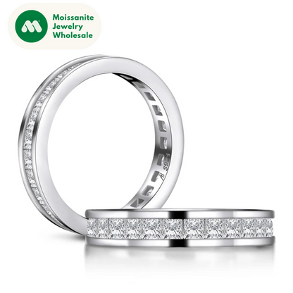 Fashion 925 Sterling Silver Full Eternity Women Engagement Ring Simulated Diamond Wedding Silver Bridal Rings Jewelry