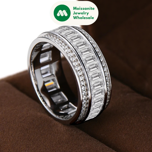 Luxury 5A CZ Full Eternity Ring Band Silver 925 Wide Wedding Promise Rings for Women Men Zircon Diamond Engagement Jewelry