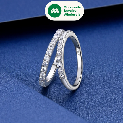 Stackable Half Eternity Rings Bands Sparking 2mm Moissanite Wedding Engagement Ring 925 Silver for Women Gifts Jewelry