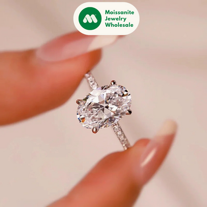 Classic Engagement Wedding Ring for Women S925 Silver Oval Cut 10x8mm 5A Cubic Zirconia Finger Ring Big Lab Diamond Band