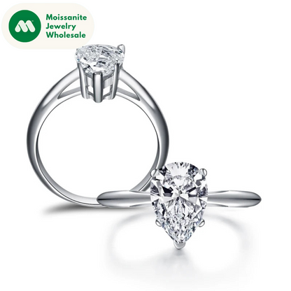 925 Silver Solitiare Ring 2ct Pear cut Women Engagement Jewelry Synthetic diamond Wedding Finger Rings Fine Jewelry Gifts