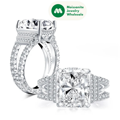 Luxury 6 Carat Cushion Cut Diamond Engagement Ring 925 Sterling Silver Wedding Band Jewelry for Women Rings AAAAA Cubic Zircon