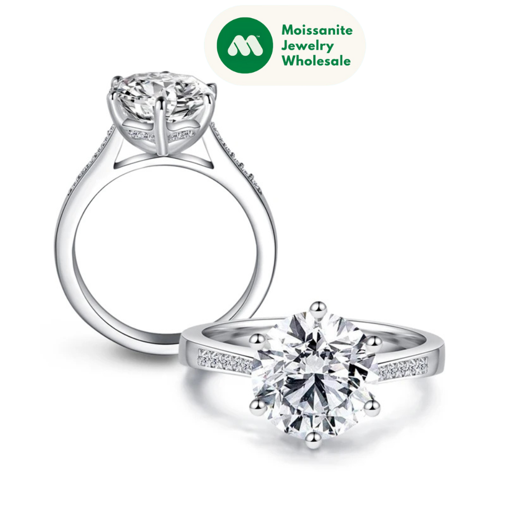 10mm(3.5ct)  Round Cut Sona Simulated Diamond Solitaire Ring for Women Genuine 925 Sterling Silver Engagement Jewelry Gift