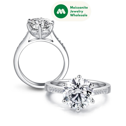 10mm(3.5ct)  Round Cut Sona Simulated Diamond Solitaire Ring for Women Genuine 925 Sterling Silver Engagement Jewelry Gift