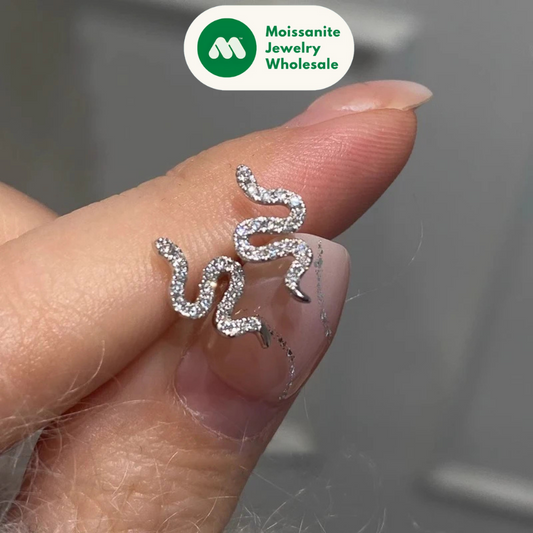 D Moissanite Stud Earrings for Women Men 925 Silver Trendy Personality Snake Earrings 2025 New Fine Jewelry GRA Certified