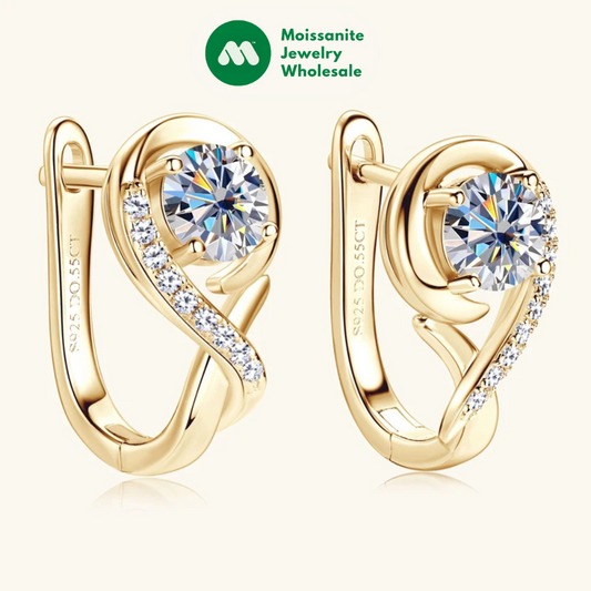 5mm 0.5ct D Moissanite Infinity Hoop Huggie Earrings for Women 925 Silver 18K Gold Plated Earrings Wedding Daily Jewelry