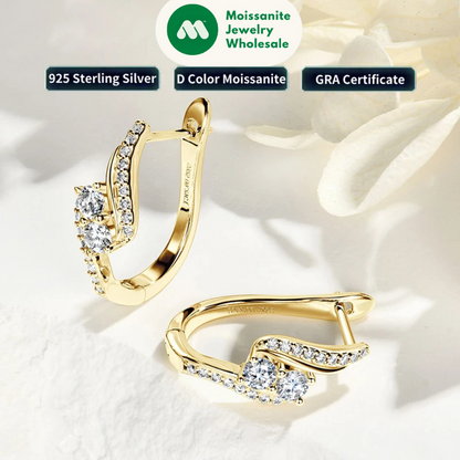2025 Trend All 3mm D Moissanite Hoop Earrings 925 Silver U Shape Earrings for Women Wedding Party Birthday Valentine Gift
