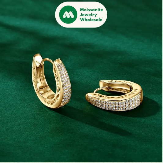 2025 0.86CTW. Pave Moissanite Hoop Huggie Earrings for Women 925 Silver Luxury Skeleton Design Earring Original Fine Jewelry GRA