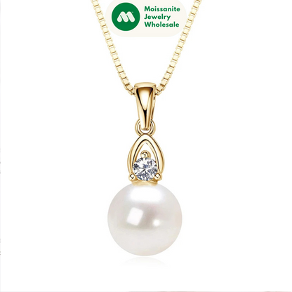 925 Silver White Pearl Pendant Necklace 9-10mm Natural Freshwater Pearl Zircon Pendants For Women Fine Jewelry 2025 Trend