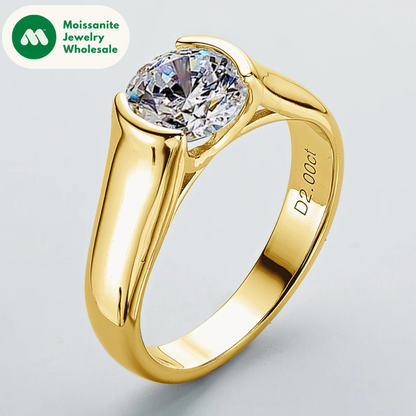 Real 925 Silver 2 Carat Moissanite Wedding Ring For Women Solitaire Promise Finger Ring Certified Jewelry 18K Gold Plated