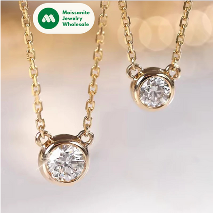 Real S925 Silver 6.5mm 1.0CT D Color Round Moissanite Cat Pendant Necklace for Women Girls Jewelry Birthday Gifts Valentine Day