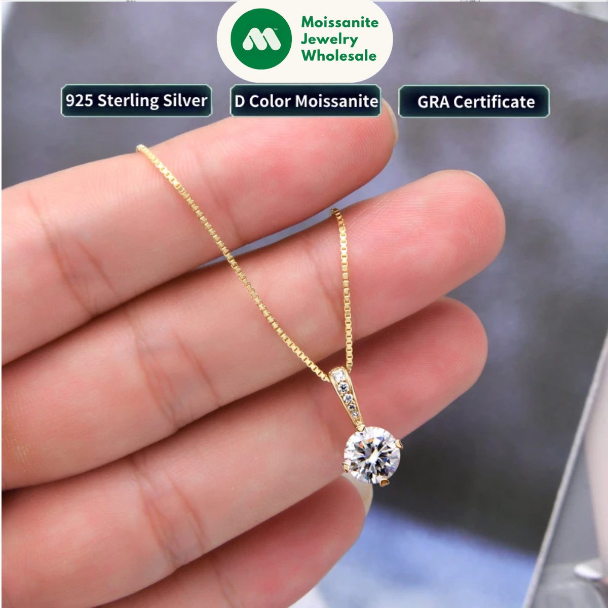 New Women's Necklace 2CT D Color Moissanite Drop Necklaces 1ct Certificate Real Silver 925 Jewelry Heart Shaped Claw Round