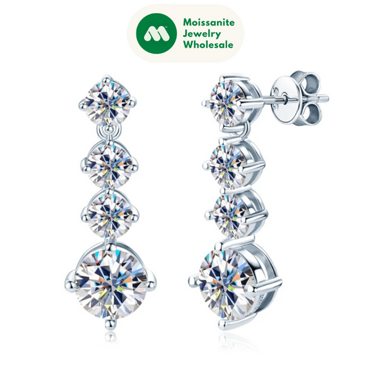 Certified 1CT 2CT Moissanite Earrings Long Drop Earrings Dangle Piercing Ear Wedding Jewelry Original 925 Silver for Women Gift