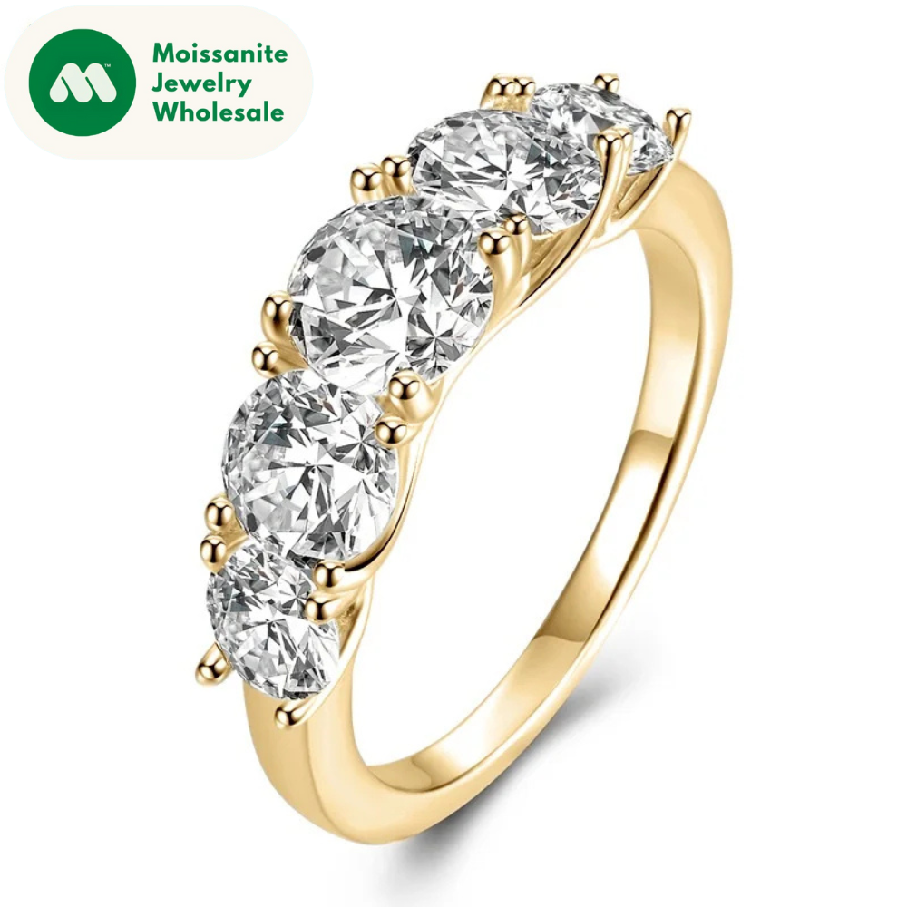 5 Stone Rings 3.6cctw D Color Moissanite Engagement Wedding Bands Sliver 925 for Women Sparkling Diamonds Jewelry With GRA