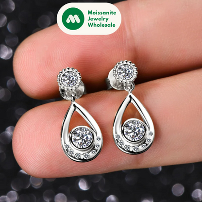 4mm&3mm D Moissanite Drop Earrings Studs Real 925 Silver for Women Classic Waterdrop Earrings Wedding Party Jewelry Gifts