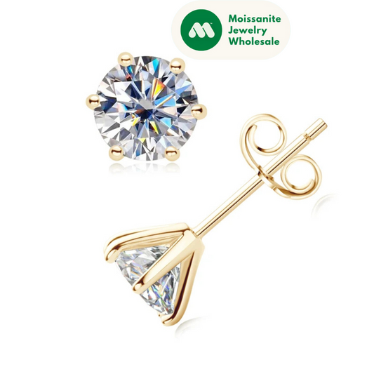 Real 3 Carat 2ct D Color GRA Moissanite Stud Earrings for Women 1ct Solid 925 Sterling Silver Fine Jewelry 18K Gold Plated