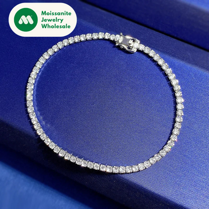 Original 925 Silver Full Tennis Bracelets 2mm Zircon Sparking Lab Diamond Bracelet for Men Women Luxury Christmas Gifts