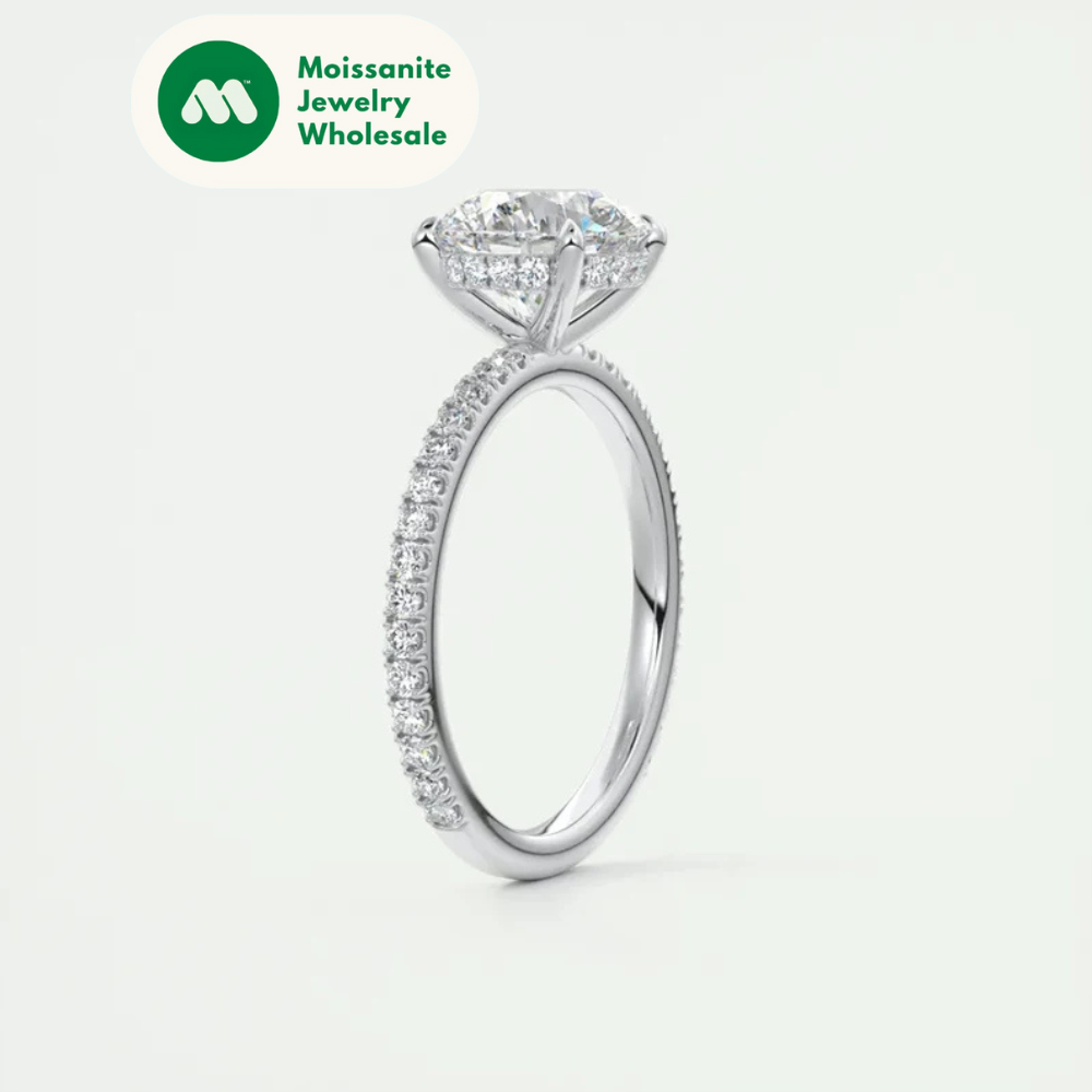 Classic 925 Sterling Sliver Engagement Wedding Promise Ring 8mm 2 Carat Round D-E Moissanite Finger Rings for Women Jewelry GRA