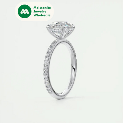 Classic 925 Sterling Sliver Engagement Wedding Promise Ring 8mm 2 Carat Round D-E Moissanite Finger Rings for Women Jewelry GRA