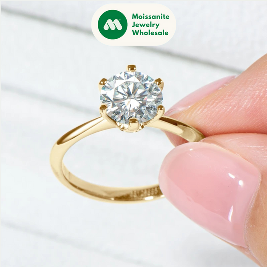 3.0CT Moissanite Solitaire Ring Yellow Gold Plated 2CT Engagement Wedding Ring Band 925 Silver Certified Jewelry For Women