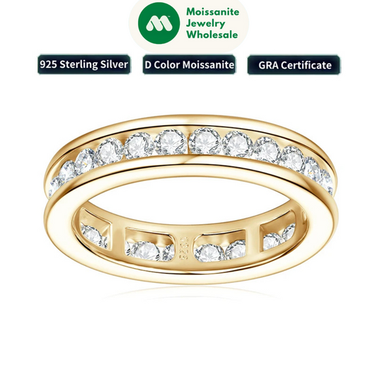 100% 925 Sliver 2.5mm D Moissanite Full Eternity Ring for Women 2025 Trendy Finger Jewelry Wedding Engagement Rings Band