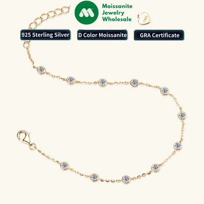 Fashion 925 Sterling Silver Bubble Bracelet 2.5mm D Color Bezel Moissanite Bracelets for Women Birthday Gift Fine Jewelry
